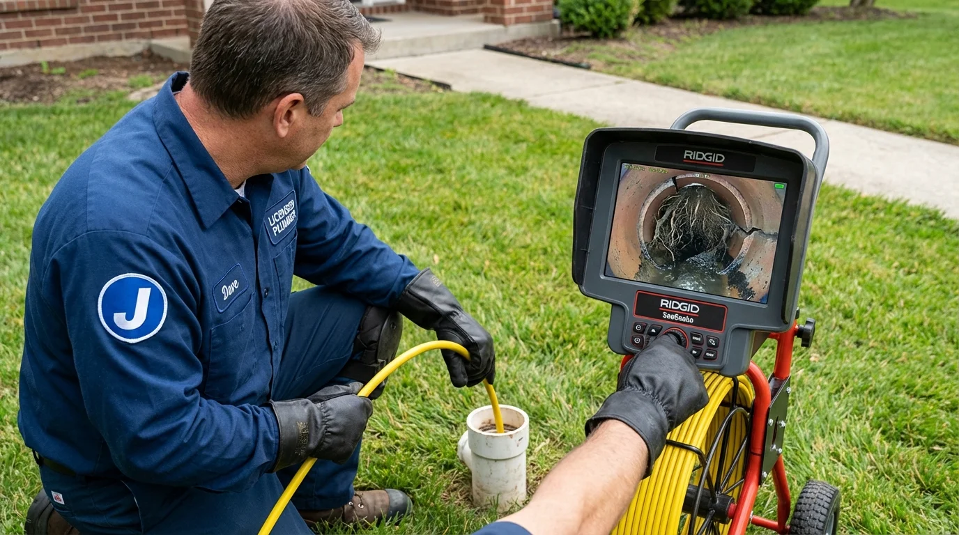 Sewer camera inspection being performed by Johns Plumbing LLC in Hanover Park